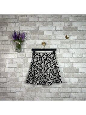 LA Hearts Black/White Floral Skater Skirt